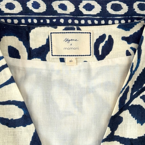 Sezane Floral Mini Linen-Blend Faith Long-Sleeve Wrap Dress - Picture 6 of 7